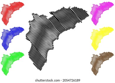 Province of Alicante (Kingdom of Spain, Autonomous Valencian Community) map vector illustration, scribble sketch Alacant map