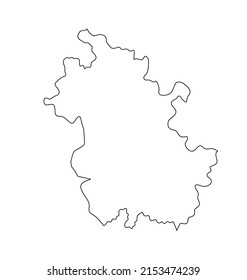 Province Anhui map vector silhouette illustration isolated on white background, China region map. Anhui line contour border shape.