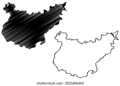 Province of Badajoz (Kingdom of Spain, Autonomous Community Extremadura) map vector illustration, scribble sketch Badajoz map
