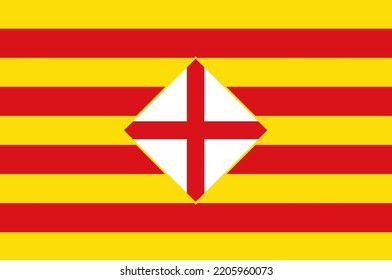 Province Barcelona flag vector illustration isolated. Spain province, part of autonomous community Catalonia. Country in Europe, EU. Barcelona flag symbol, emblem, banner.