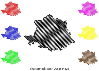 Province of Caceres (Kingdom of Spain, Autonomous Community Extremadura) map vector illustration, scribble sketch Caceres map
