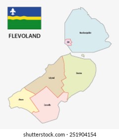 province flevoland administrative map with flag