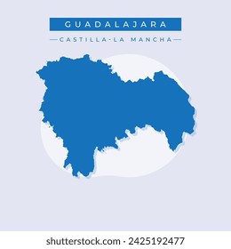 Province Guadalajara map vector silhouette illustration isolated on white background. High detailed illustration. Part of Spain, autonomous community Castilla La Mancha. Country in Europe, EU member.