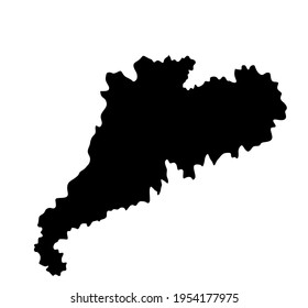 Province Guangdong map vector silhouette illustration isolated on white background, China region map.