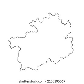 Province Guizhou map vector silhouette illustration isolated on white background, China region map. Guizhou line contour border shape.