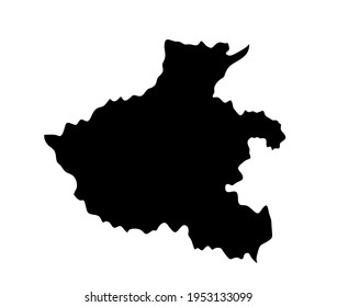 Province Henan map vector silhouette illustration isolated on white background, China region map.