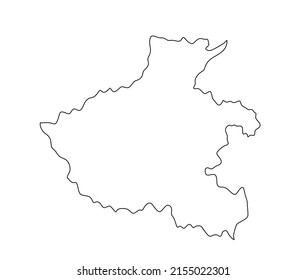Ilustración de silueta vectorial de la provincia de Henan aislada en fondo blanco, mapa de la región de China. Forma de borde de contorno de línea de Henan.