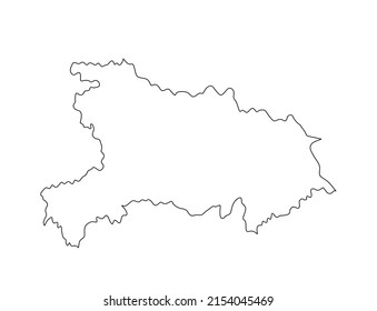 Province Hubei map vector silhouette illustration isolated on white background, China region map. Hubei line contour border shape.