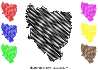 Province of Huesca (Kingdom of Spain, Autonomous community of Aragon) map vector illustration, scribble sketch Uesca map