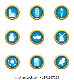 Province icons set. Flat set of 9 province vector icons for web isolated on white background