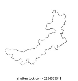 Province Inner Mongolia map vector silhouette illustration isolated on white background, China region map. Inner Mongolia line contour border shape.