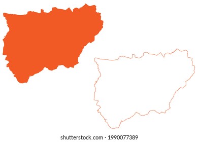Province of Jaen (Kingdom of Spain, Autonomous community of Andalusia) map vector illustration, scribble sketch Jaen map