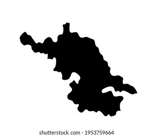 Ilustración de silueta vectorial de la provincia de Jiangsu aislada en fondo blanco, mapa de la región de China.