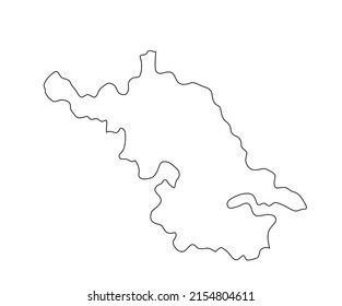 Province Jiangsu map vector silhouette illustration isolated on white background, China region map. Jiangsu line contour border shape.