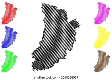 Province of Lleida (Kingdom of Spain, Autonomous Community Catalonia) map vector illustration, scribble sketch Lleida map