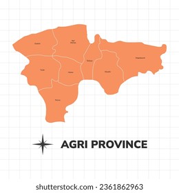Ağrı Province map illustration. Map of the province in Turkey