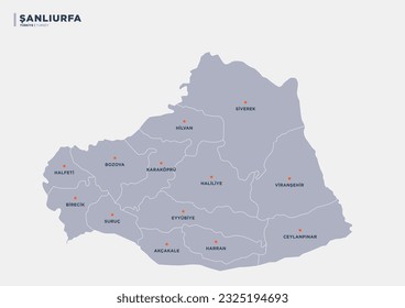 
Şanlıurfa province, province map of Turkey.