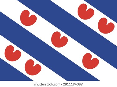 Province of Netherlands Friesland flag button, badge. Friesland flag icon, sticker. National symbol, flag of region Friesland sign, banner, background.