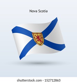 Province of Nova Scotia flag waving form on gray background. Vector illustration.