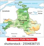 Türkiye Balıkesir Province physical map
Balıkesir Fiziki Haritası