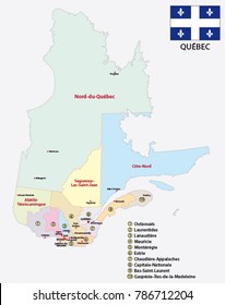 Province Quebec Administrative And Political Vector Map With Flag