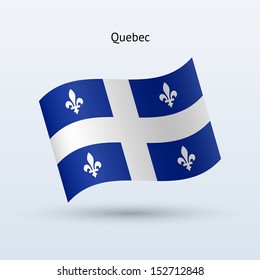 Province Of Quebec Flag Waving Form On Gray Background. Vector Illustration.