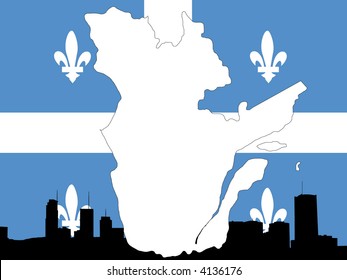 Provincia de quebec en su bandera con perfil montreal