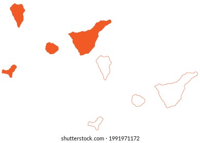 Province of Santa Cruz de Tenerife (Kingdom of Spain, Canary Islands) map vector illustration, scribble sketch Tenerife, La Gomera, El Hierro, and La Palma map