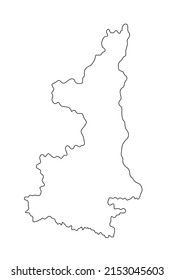 Provinz Shaanxi Karte Vektorgrafik Silhouette Illustration einzeln auf weißem Hintergrund, China Region Karte. Shaanxi Linie Umrisslinie Form.