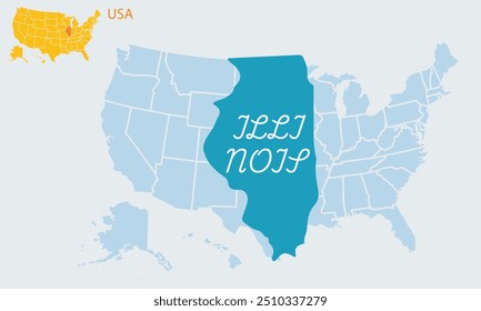 A province of the United States of America.illinois.USA map .Art and Illustrator .in background .Fourth of July .freedom .