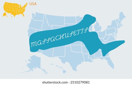 A province of the United States of America.massachusetts.in background.USA map.art and illustrator.in back ground.vector design .4th of july