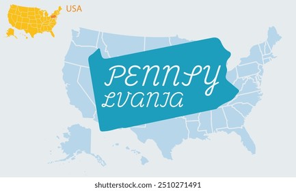 A province of the United States of America.pennsylvanla.usa map .art and illustrator.in background.vector Design .