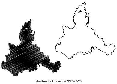Province of Zaragoza (Kingdom of Spain, Autonomous community of Aragon) map vector illustration, scribble sketch Saragossa map
