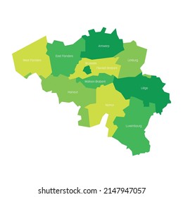 Provinces of Belgium. Map of regional country administrative divisions. Colorful vector illustration