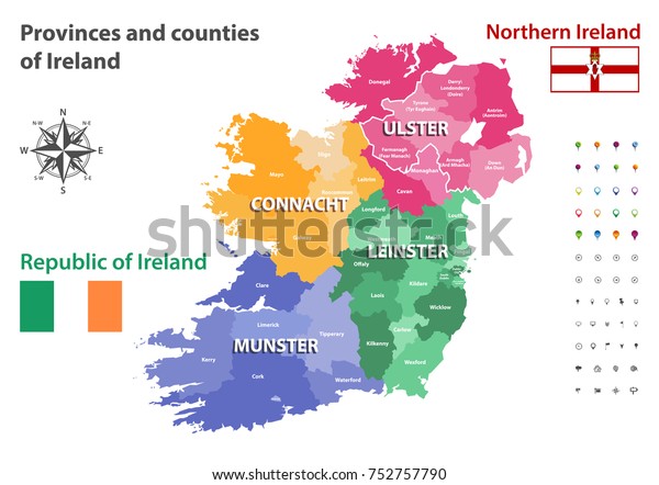 ireland provinces and counties map Provinces Counties Ireland Vector Map Stock Vector Royalty Free ireland provinces and counties map