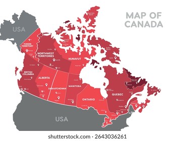 Provinces and Territories of Canada Map	