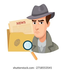Demostrar un crimen. Detective. Clipart de Vector plano, ilustración con fondo aislado.