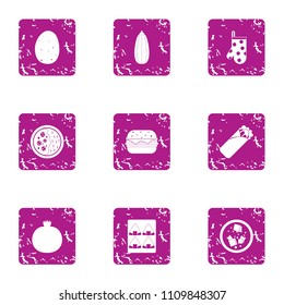 Provision icons set. Grunge set of 9 provision vector icons for web isolated on white background
