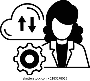 Provisioning and orchestration Vector Icon Design, Cloud Processing Symbol, Computing Services Sign, Web Services and Data Center stock illustration, public cloud manager Concept