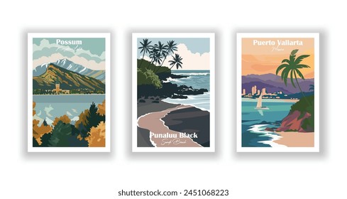 Provo, Utah, Punaluu, Black Sands Beach, Puerto Vallarta, México - Antiguas, la enciclopedia libre Ilustración vectorial. Impresiones de alta calidad