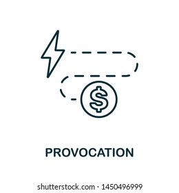 Provocation icon. Thin outline style design from corruption icons collection. Creative Provocation icon for web design, apps, software, print usage.