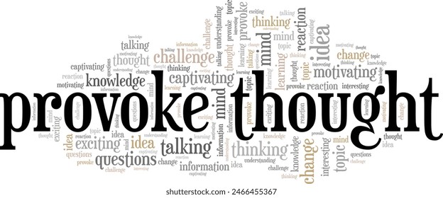 Provoke Thought word cloud conceptual design isolated on white background.