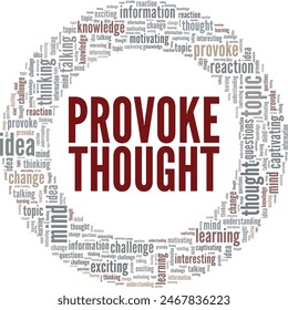 Provoke Thought word cloud conceptual design isolated on white background.