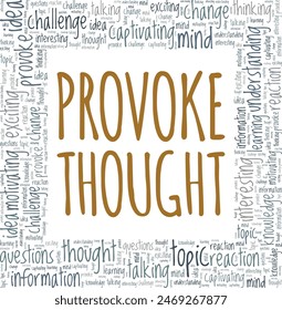 Provoke Thought word cloud conceptual design isolated on white background.