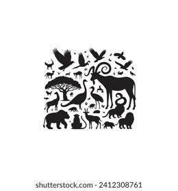 Prowess in shadows: Animals silhouette, a striking tribute to the strength of wildlife - animals silhouette wildlife Silhouette - animals vector
