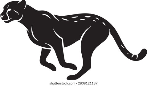 Prowling leopard silhouette vector illustration for sports branding