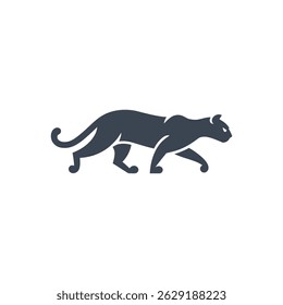 Prowling Panther Silhouette Icon Isolated On White Background