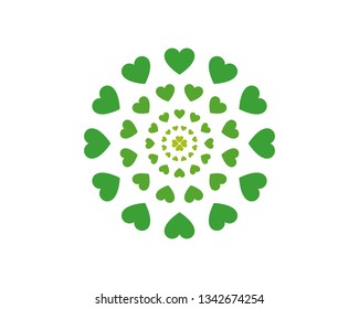 proximity pattern of a circular green heart
