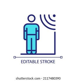 Proximity sensors pixel perfect RGB color icon. Remote regulation for entry access. Internet of Things. Isolated vector illustration. Simple filled line drawing. Editable stroke. Arial font used