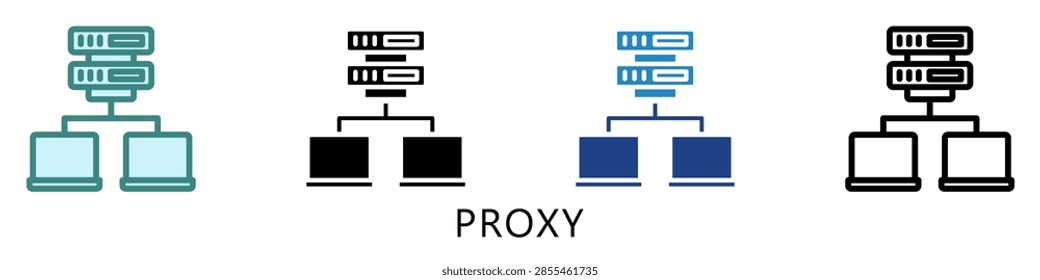 Proxy Multi Style Icon Mini Illustration, Use For Modern Concept, Print, Ui, Ux Kit, Web And App Development. Vector Related To Internet, Cyber Security.
